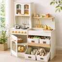 Tiny Land Wooden Play Kitchen for Kids with Toy Storage for Pretend Play, Large