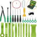GOOACC 40Pcs Trim Removal Tool,Auto Terminal Removal Key Tool,Auto Clip Pliers Stereo Removal Tools,Car Upholstery Repair Removal Kit,Precision Hook and Pick Set,Wiring Threader,Car Film Scrape-Green