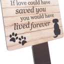 Dog Memorial Plaque with Ground Stake, Garden Grave Marker - Perfect pet Tribute with a Choice of Remembrance Poems. Waterproof and Hardwearing. Shipped Globally, (Lived Forever)