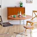 Round Modern Solid Wood Dining Table Dining Furniture with Crossed Metal Base, Brown Wood Small Table for Office Small Coffee Table for 2-4, 27.6inch Wide, 27.6"L x 27.6"W x 29"H