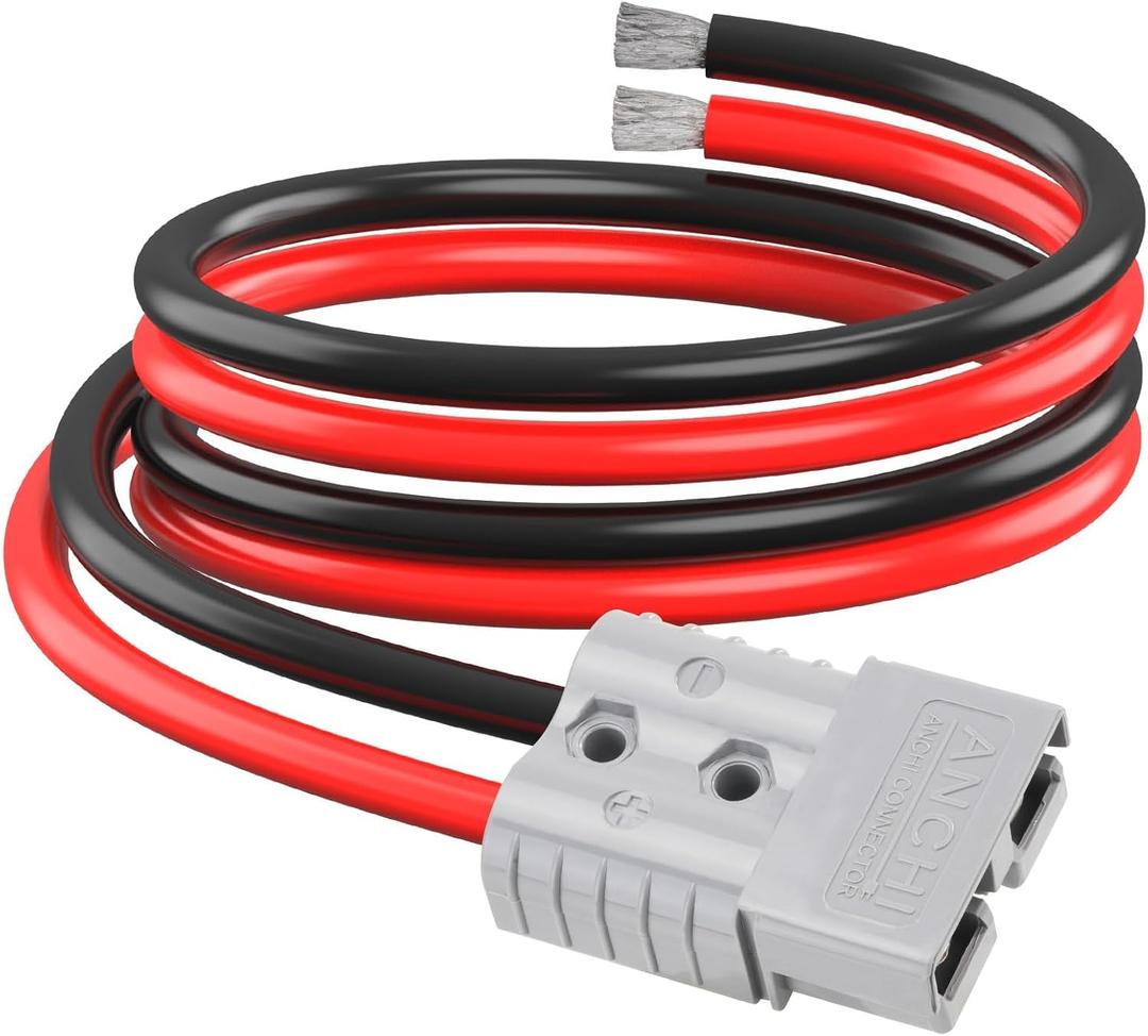 SB120 Anderson 120A Connector Cable, 6AWG Tinned Copper Battery Power Pigtail with Bare End, 2FT for Winch/Battery Quick Connect