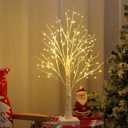 144 LED Artificial Lamp with Timer, DIY Birch Tree With Lights, USB/Battery Powered, Fairy Light Spirit Tree for Table Home Wedding Bedroom Christmas (Warm White) (2ft)