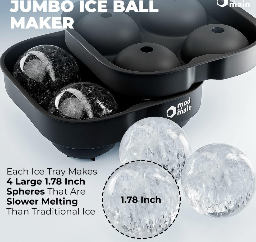 Mini Funnel Makes 4 1.7" Ice Balls Pack Of 5 + Silicone Ice Mold Trays