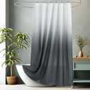 AooHome Fabric Shower Curtains, Cloth Ombre Grey Shower Curtain Sets, Washable Fabric Gray and White Shower Curtain, Rustic Farmhouse Bathroom Shower Curtains, 72x78 Inches 
