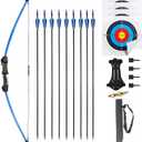 45" Youth Bow and Arrows Set for Kids 8-12 Teens Recurve Archery Beginner Gift Longbow Kit, Outdoor Hunting Play Gift, 9 Arrows, 4 Target Face for Backyard Game Age 12-14 14-16