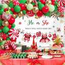 2 x MEHOFOND 6x3.6ft Christmas Gender Reveal Backdrop Banner, Santa Baby Gender Reveal Party Decor, He or She Xmas Boy or Girl Winter Snowflake Newborn Party Photo Props