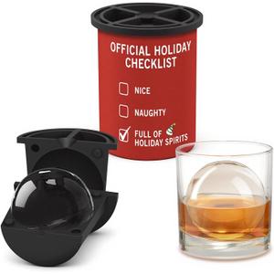 Christmas Clear Ice Cube Maker, 2.5" Stainless Steel Crystal Clear Ice Ball Maker, Ice Molds for Whiskey/Old Fashioned Cocktail/Bourbon, Whiskey Bourbon Gifts for Men, Dad, Husband (Holiday Checklist)