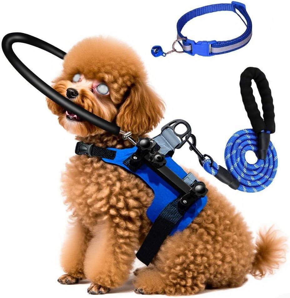 Blind Dog Halo Harness,Protective Halo Dog Collar with 5 FT Leash & Reflective Collar,Confidence Building Harness Guiding Device,Blind Dogs Accessories (S:Recommand Weight 9-22 lbs)