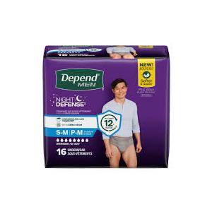 Depend Night Defense Adult Incontinence Underwear for Men, Overnight, Disposable, Small/Medium, 16 Count 