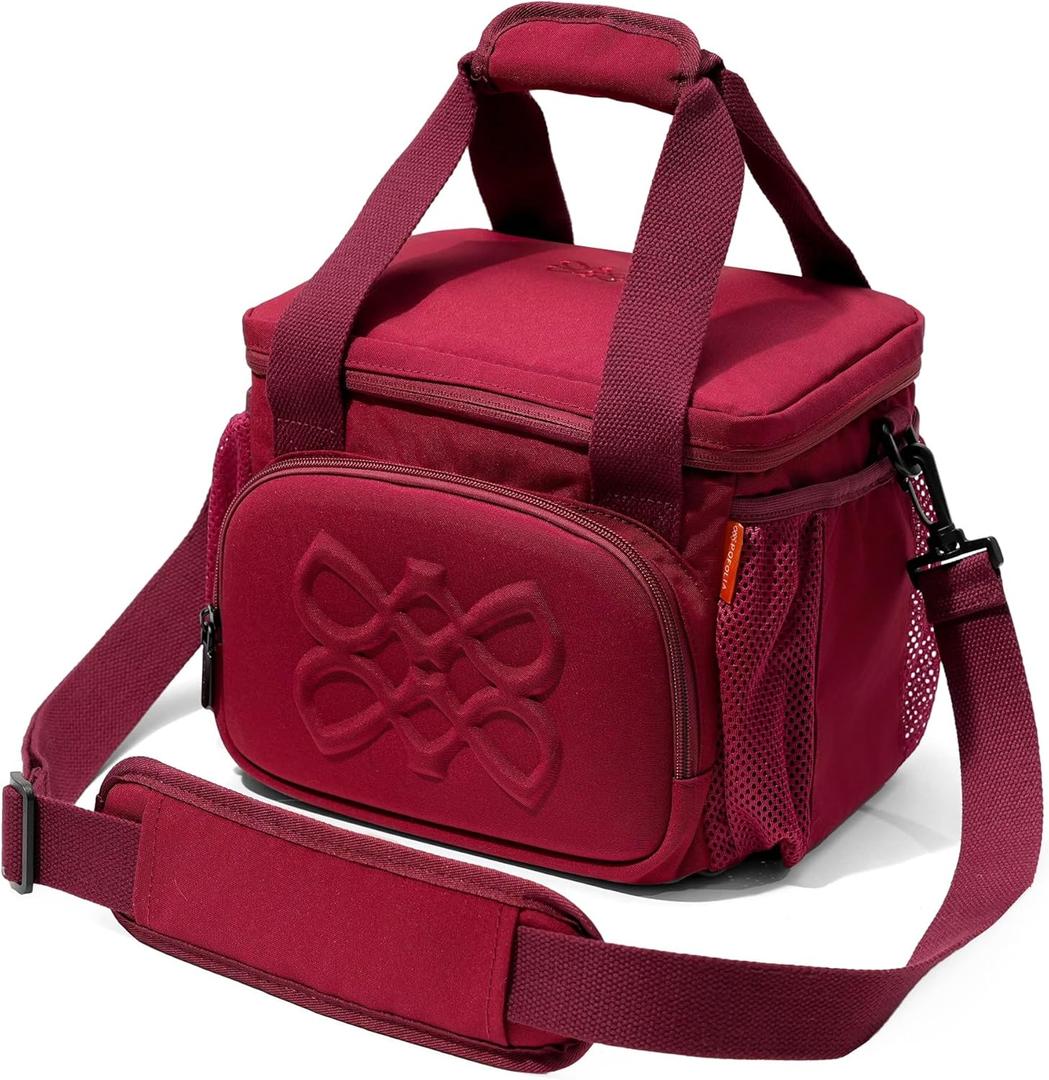 Insulated Lunch Bag for Women, 8L Leak-Proof lunchbox for Work, Fits One Full Meal or 6 Cans (Burgundy)