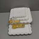 DIDROOM 10 Pack Dessert Table Display Set - 4 x Three-Tier Square Cupcake Stands and 6 x Serving Trays, Elegant Tableware for Cakes, Cupcakes, Pastries, and Snacks, Perfect for Parties (White)