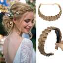 CJL HAIR 2PCs Braided Headbands Hair Piece for Women Synthetic Hair Hoops Head Bands Handmade Braid Hairband Accessories Elastic Stretch Headwrap Sand
