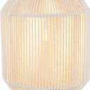 JHY DESIGN Boho Rattan Woven Lampshade Table Lamp 8.5" H Cotton Rope Bedside Lamp Cordless Decorative Battery Operated Lamp with 6 Hours Timer for Bedroom Living Room Wedding Parties Patio