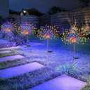 4 PCS Solar Firework Light, Outdoor Solar Garden Decorative Lights 120 LED Powered 40 Copper Wires String DIY Landscape Light for Walkway Pathway Backyard Christmas Decoration Parties (Colorful) (Multicolor)
