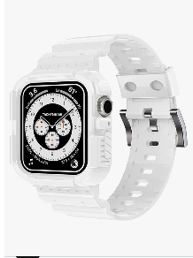 Blingbrione Clear Band Compatible Apple Watch Women 38mm 40mm 41mm 42mm 44mm 45mm 46mm Men,Transparent Jelly Soprt Strap with Cover Case Protector for iWatch Series 11 10 9 8 7 6 5 4 3 2 1 SE 