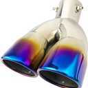 Dual Exhaust Tip 2.5 inch Inlet, Universal Car Exhaust Pipe Tail Throat Tail Pipe Stainless Steel Y Pipe, Adjustable Car Thickened Muffler Slant Cut Tip (Curved,Baked Blue)