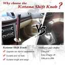RYANSTAR Samurai Sword Automatic Shift Knob Universal Compatible with Lock/Button Automatic TransmissionCool Katana Gear Shifter Metal Weighted Black&Red