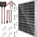 SOLPERK Solar Panel Kit 50W 12V, Waterproof Solar Battery Trickle Charger Maintainer + Smart MPPT Controller + Adjustable Mount Bracket for Boat Car RV Motorcycle(Without Mounting Bracket)