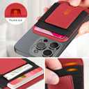 Upgraded for Magsafe Wallet, Strongest Magnetic Wallet for iPhone 17/16/15/14/13/12 Series, Magnetic Card Holder with 2 Card Slots, RFID Blocking, Vegan Leather, Fit 7 Cards, Red