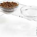 Feoyoho Elevated Acrylic Pet Bowl Stand Raised Cat & Dog Bowls with 2 Glass & 2 Stainless Steel Bowls, Modern Clear Design, Non-Slip, Easy to Clean, Perfect for Small Pets, 3.75" Tall,Small: 3.75'' Height, 13.7 oz Glass Bowl