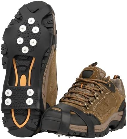 EZ2LIVE Ice Cleats crampons for Shoes and Boots, Ice Snow Grips for Winter Walking Traction, Anti-Slip Ice Traction Cleats with 10 Steel Studs Crampons Gripper Spikes for Shoes Men Women, Size M