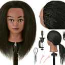 FUTAI Real 100% Human Hair Mannequin Head with Table Clamp Stand for Hairdresser Practice Braiding Styling Manikin Cosmetology Makeup Manican Doll Training Head Coloring Curling Cutting Updos Display