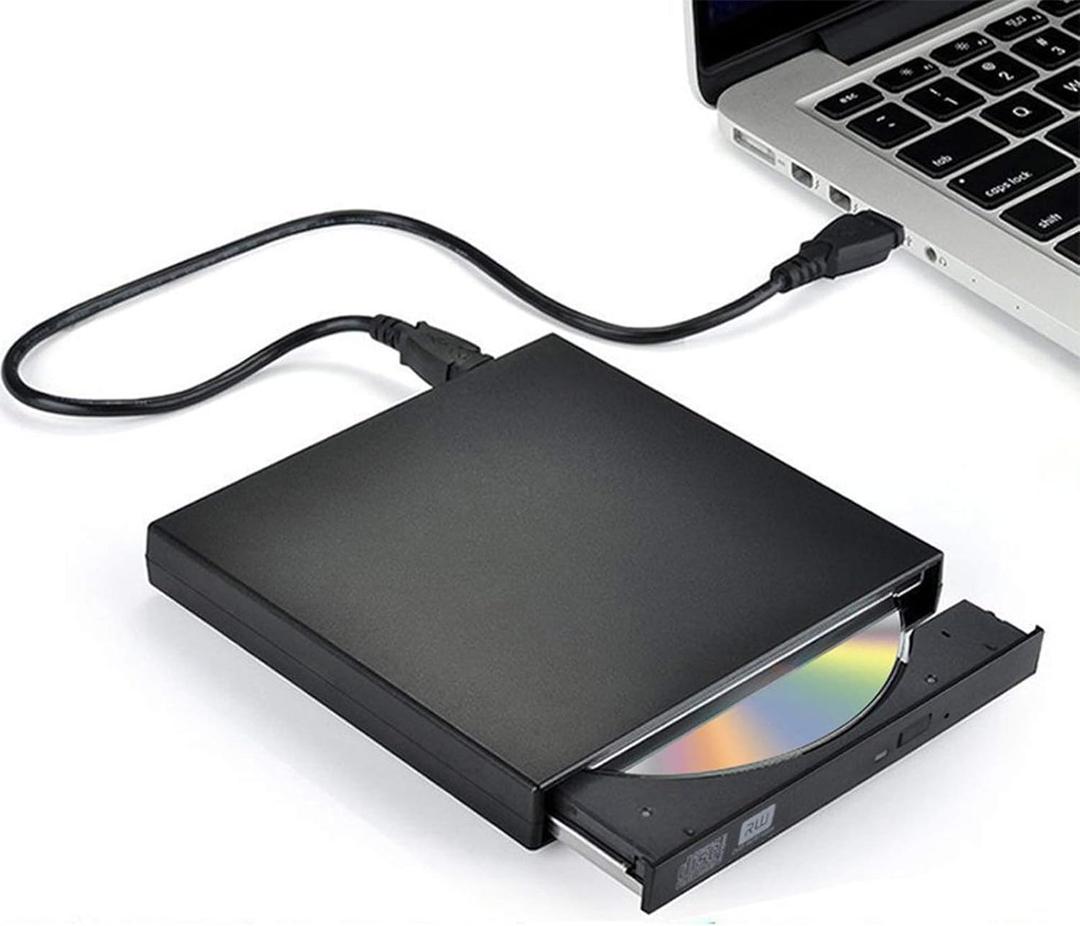 External CD DVD Drive, USB 2.0 Slim Protable External CD-RW Drive DVD-RW Burner Writer Player for Laptop Notebook PC Desktop Computer, Black
