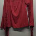 Fringe Tops for Women Western Cowgirl Off The Shoulder Fall Long Sleeve with Tassels Stretchy Crop Shirts Blouses (Large, 05-wine)