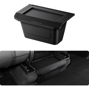 BASENOR Tesla Model Y Juniper Rear Center Console Organizer, TPE Dustproof Trash Can with Anti-Slip Lid, Garbage Bin Backseat Storage Box for 2025 2026 Model Y
