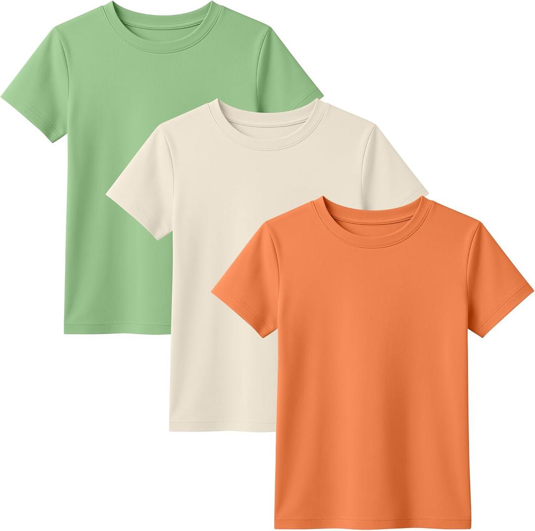 3 Pack Toddler Short Sleeve Tops | Crew Neck, Slim Fit, Summer Tees, Basic, Cute, Casual Tops, for Kids 18M-5T