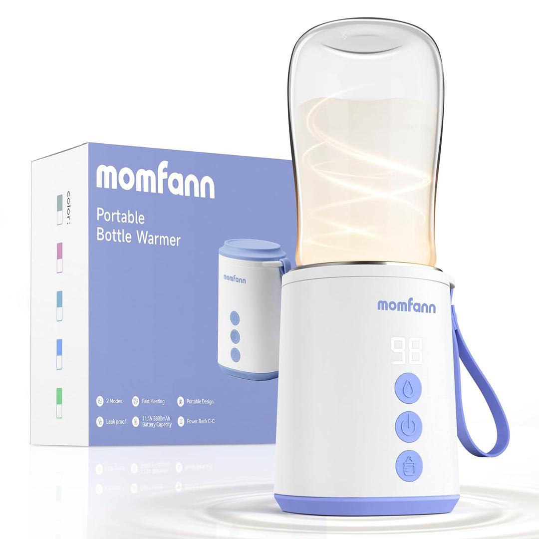 Portable Bottle Warmer Travel Baby Bottle Warmer for Breastmilk On The Go Travel Bottle Warmer Leak-Proof 2 Modes Fast Heating Three 3800mAH Battery Capacity to Meet Your All-Day Needs (Purple)
