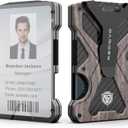 Minimalist Wallet for Men- Slim Aluminum Metal Money Clip Wallet with Clear ID Card Holder, Carbon Fiber Wallet, RFID Blocking,Holds up 15 Cards with Cash Clip,Ultra-Thin Tactical Wallet - Walnut Wood