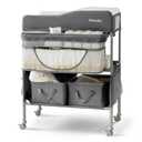 Sweeby Portable Baby Changing Table, Foldable Changing Table Dresser Changing Station for Infant, Waterproof Diaper Changing Table Pad Topper, Mobile Nursery Organizer for Newborn Essentials, Dark grey, safely supports up to 150 lbs