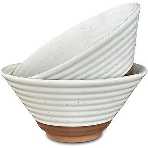 MORA Ceramic Ramen Bowl Set of 2, 45oz - Great for Pho, Miso Udon Soup, Instant Noodles, Serving, Thai or Asian Food - Microwave Safe Large Japanese Noodle Bowls, Modern Kitchen - Vanilla White