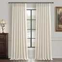 Pinch Pleated Semi Sheer 100 Inch Curtains, Pretty Neutral Cream Ivory Flax Linen Decorative Light Filtering Curtains & Drapes with Hooks Rings 2 Panels for Living Room Bedroom Birch 40"Wx100"L Inches