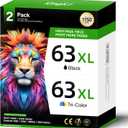 63XL Ink Cartridge Black Color Combo Pack Replacement for HP 63 Ink Cartridge for OfficeJet 3830 4650 5200 4655 5255 5258 Envy 4510 4512 4520 4655 DeskJet 1112 2130 3630 Printer High-Yield 2-Pack