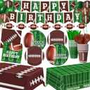 Football Birthday Party Decorations Includes Plates, Napkins, Cups, Banner, Balloons, Touchdown Tablecloth for Football Birthday & Tailgate Party Decorations, Serves 24