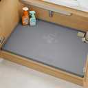 Extra Thick Silicone Mat Waterproof with Raised Edge 34" x 22", Under Sink Mat for Kitchen & Bathroom, Kitchen Cabinet Liner, Multi-Purpose for Storage & Protection, Gray