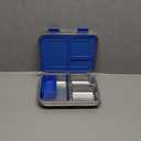 Stainless Steel Kids Leak-Resistant Bento Lunch Box, 3-Compartments with Silicone Container, Dishwasher-Safe, Child-Friendly Design for School, Picnics & Travel,BPA-Free (Blue)