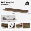 Floating Shelves for Wall Decor, Long Wall Mounted Storage Shelf for Bedroom, Living Room, Bathroom, Kitchen, Nursery, Rustic Display Picture Ledge Shelf with Lip Set of 2-24 Inches, Brown
