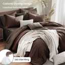 Monbix Oversized Queen Comforter Set, Chocolate Brown Cationic Dyeing Bedding Set Reversible, Bed in a Bag 7 Pieces with Comforter, Sheets, Pillowcases & Shams