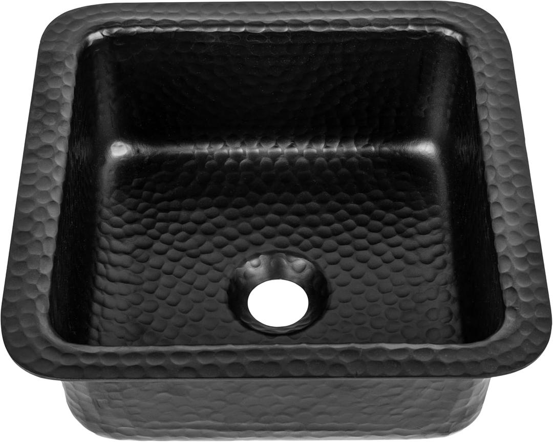 Monarch Abode Kitchen & Bar Sink 12-inch Glasgow Dual Mount Drop in Bar Prep Sink, Hand Hammered Matte Black Aluminum Sinks, Drop in or Undermount Kitchen Sinks, Decorative Single Dual Mount Bowl