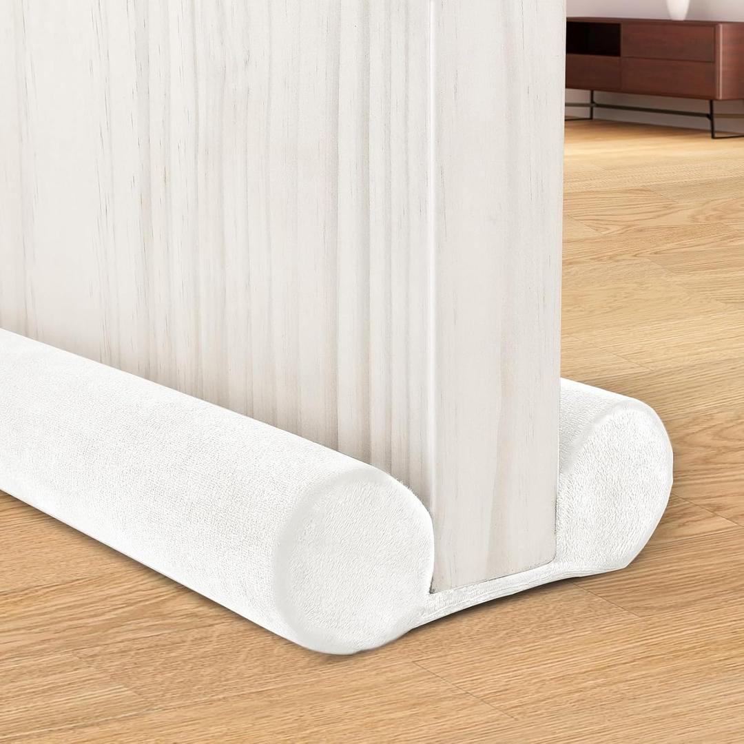 FOHOM Under Door Draft Stopper for Bottom of Door,Door Noise Stopper Blocker Cold Air Light Smell Sound Double Side Door Sweep, 30'' to 36'' Adjustable Gap Filler (White)