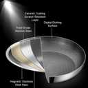 14-Inch Nonstick Hybrid Frying Pan with Lid, Ceramic Coated Tri-Ply Stainless Steel Induction Chef's Pan, Large Skillet, PFOA Free, Oven & Dishwasher Safe for All Stoves, Detachable Handle