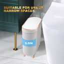 Supteron Bathroom Trash Can with Lid 3.2 Gallon Narrow Trash Can Small Plastic Trash Bin 12 Liter Rectangular Plastic Garbage Can with Press Type Lid for Bedroom Bathroom Milk White