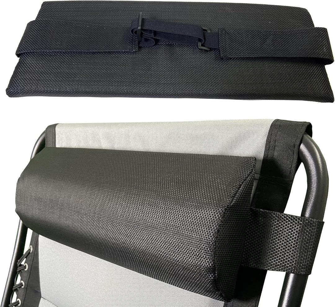 Ostlttyn Head Pillow for Lounge Chair Zero Gravity Chair Patio Lawn Recliner Chair, Large Zero Gravity Chair Cushion w/Adjustable Elastic Band, Soft Recliner Head Pillow for Indoor Outdoor (1 Pack, Black)
