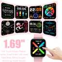 Smart Watch for Men Women Compatible with iPhone Samsung Android Phone 1.69 inch Full Touch Screen IP68 Waterproof Bluetooh Fitness Tracker Heart Rate/Sleep Monitor (Pink)