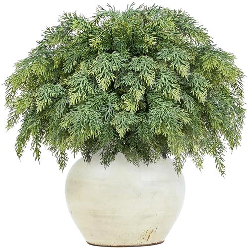 MEUIS Real Touch Cedar Stems - Realistic Artificial Faux Greenery Pine Branches for Vases Fillers and Holiday Home Decor 20 inch Long, 12Pcs
