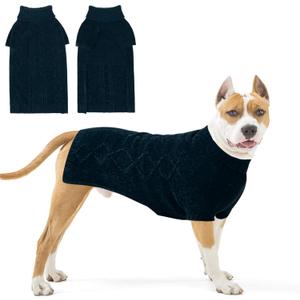 BINGPET Dog Sweater,Warm Turtleneck Dog Sweaters for Large Dogs Boy Girl,Fall Classic Knit Puppy Sweater Pullover Style,Dog Clothes Dog Winter Coat for for Pitbull,Labrador Retriever(Blue,L)