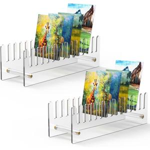 3 x NiHome 2PCS Acrylic Display Stands for Greeting Cards, DIY Crafts, Ziploc Bag Drying, Durable & Stylish Multi-Purpose Racks for Retail or Home Use, Easy to Assemble & Space-Saving Design (Clear)